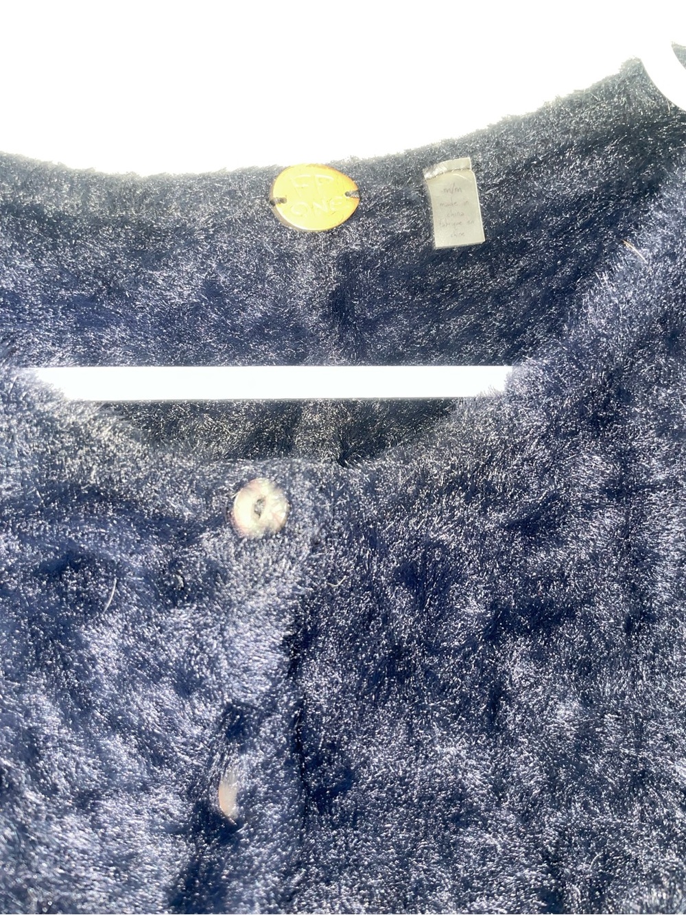 Free People Fuzzy Cropped Cardigan M/L Eyelash Knit Button Front Sweater - Picture 3 of 3